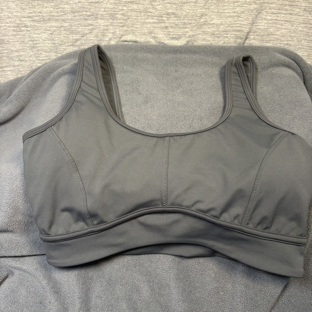 AllFenix Grey Sports Bra Compression Workout Top Spandex Polyester Stretch M